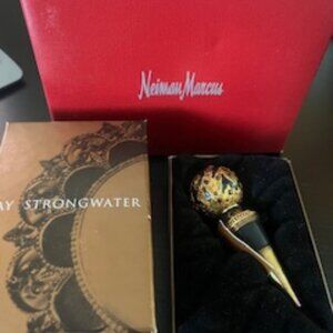 Jay Strongwater TIGER BALL Wine Stopper Swarovski Crystals NEW IN BOX